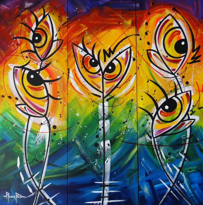 Abstract Painting Flowers Joy 